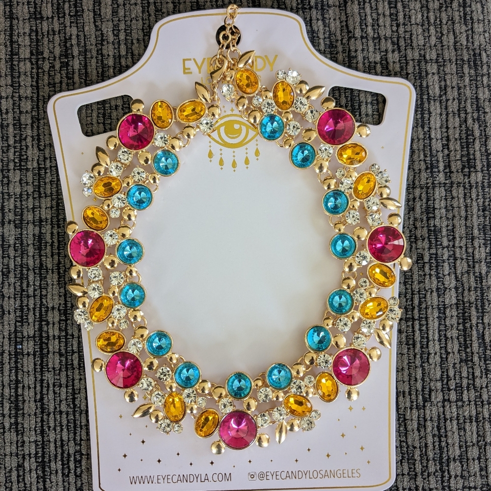 Multicolor Crystal Collar Statement Necklace